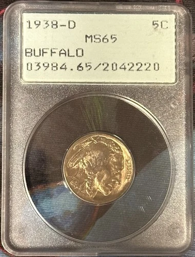 1938-D Buffalo Nickel 5c PCGS MS65 Rattler Holder