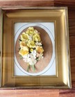 Vintage Delicate Handmade Framed Paper Flower Arrangement Roses & Daisies — photo 4