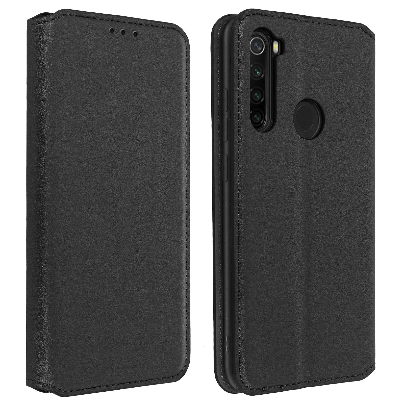 Étui portefeuille Redmi Note 8 noir en similicuir premium avec clapet