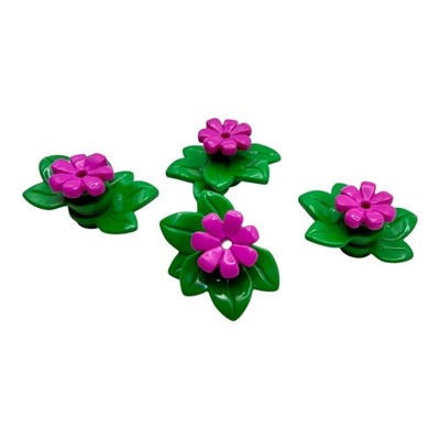 LEGO 4x flower pink with leaf green plant flower MOC accessories flower garden city