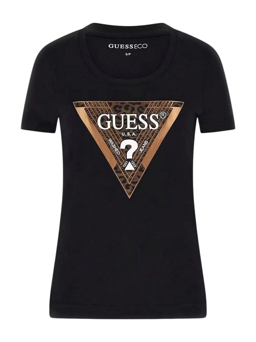 Guess Maglietta da Donna a Maniche Corte con Scollo Rotondo