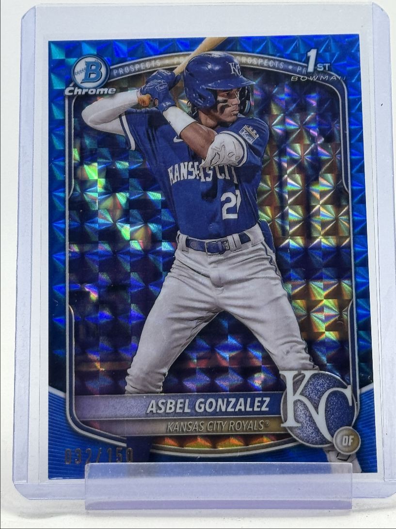 ASBEL GONZALEZ 2025 BOWMAN CHROME 1ST BLUE GEOMETRIC ROYALS A /150 Q3249