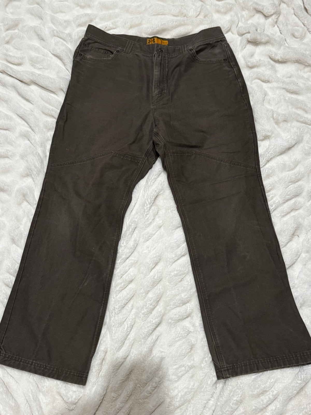 Pantalones Under Armour para Hombres 38x32 Marrón Lona Doble Rodilla Exterior Ropa de Trabajo Pesada