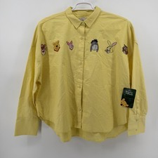 Disney Winnie the Pooh Embroidered Yellow L/S Shirt Womens XL Oversize New/Tags