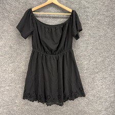 SheIn Mini Dress Women 0XL Black Short Round Neck Short Sleeve Casual Solid