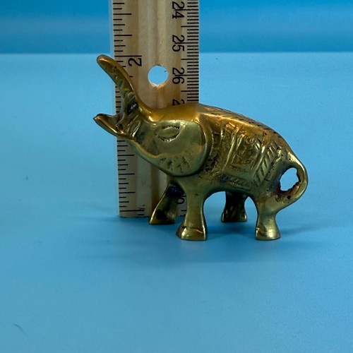 Vintage 3er Set massive Messing Elefanten Figuren geätzt Design goldfarben Safari Deko - Bild 20 von 20