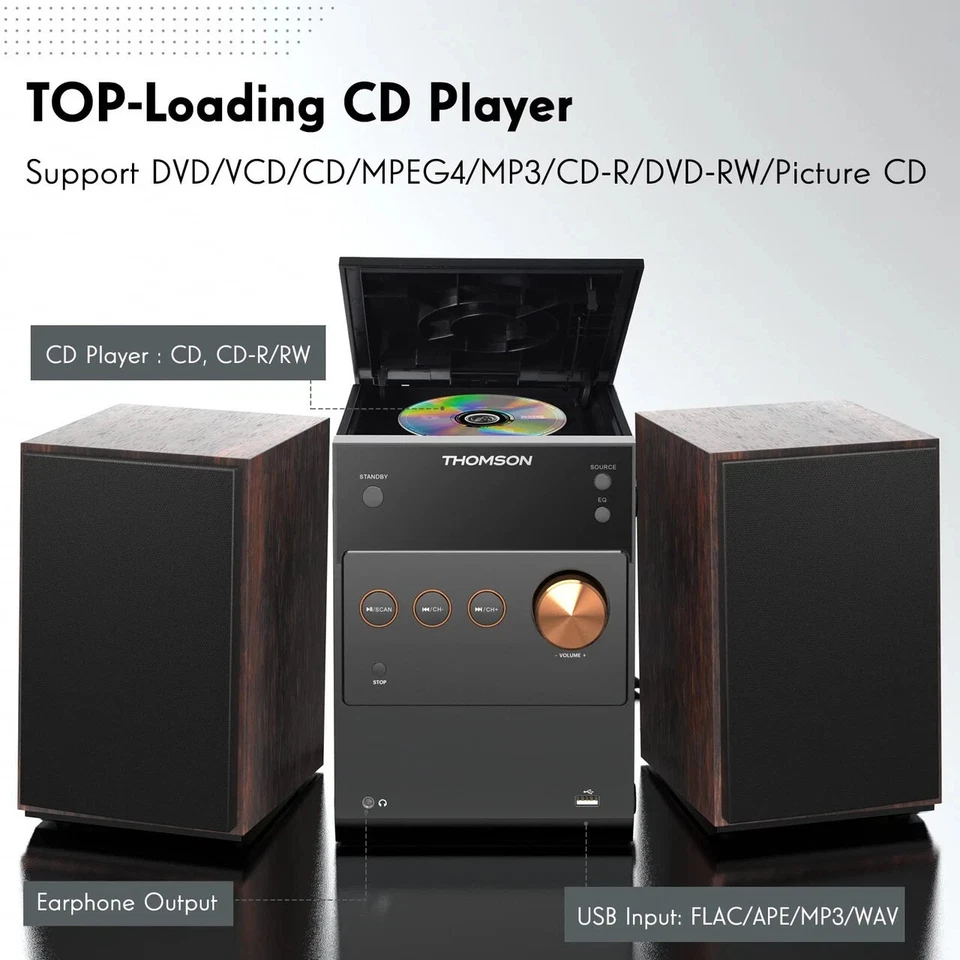 Thomson 60W HiFi Shelf Stereo System CD Player Wireless Bluetooth Audio Stream - Image 2 of 4