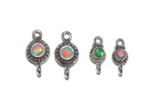sterling silver fire opal connector Natural Ethiopian gemstone charm