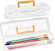 2 Pack Paint Brush Case Portable, Long Paint Brush Storage Box, Paint Brushes