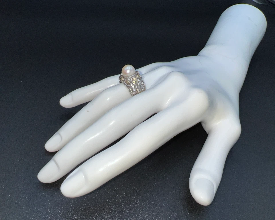 Anillo John Hardy oro 18K y plata de ley perlas, talla 7 Foto 3 de 4