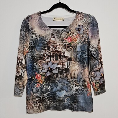 Impulse California Blouse Womens Size M All Over Print Graphic Floral Landmark