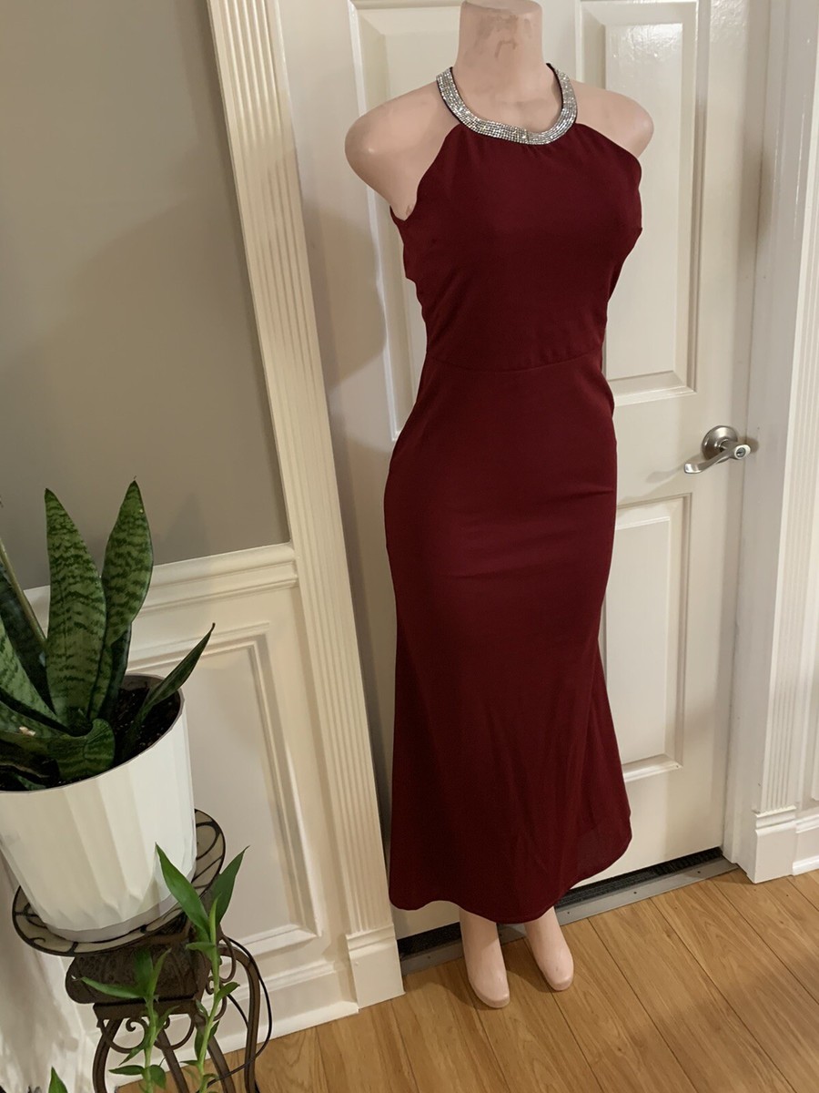 slim fit dress slacks Backless Halterneck Maxi Dress in Bronze - Xs