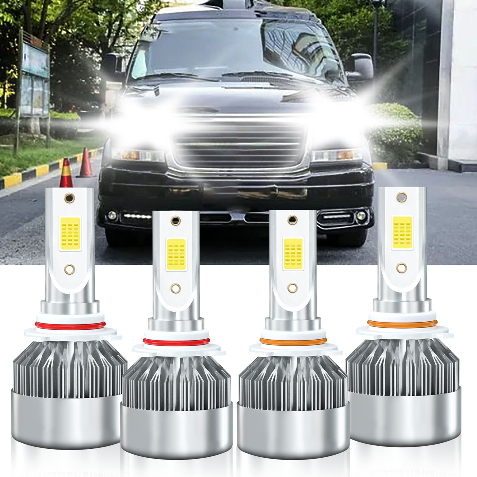 For GMC Savana 2500 1996-2022 LED Car Headlight Bulbs High Low Beam Combo Kit
