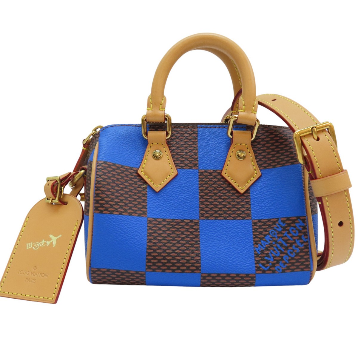 ハンドバッグ LOUIS VUITTON Speedy Bandouliere 18 LOUIS VUITTON Speedy 18 Bandouliere Damier Pop Blue Shoulder