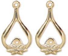10 Gold Plated Brass 22x13mm Teardrop Earring Connectors  
