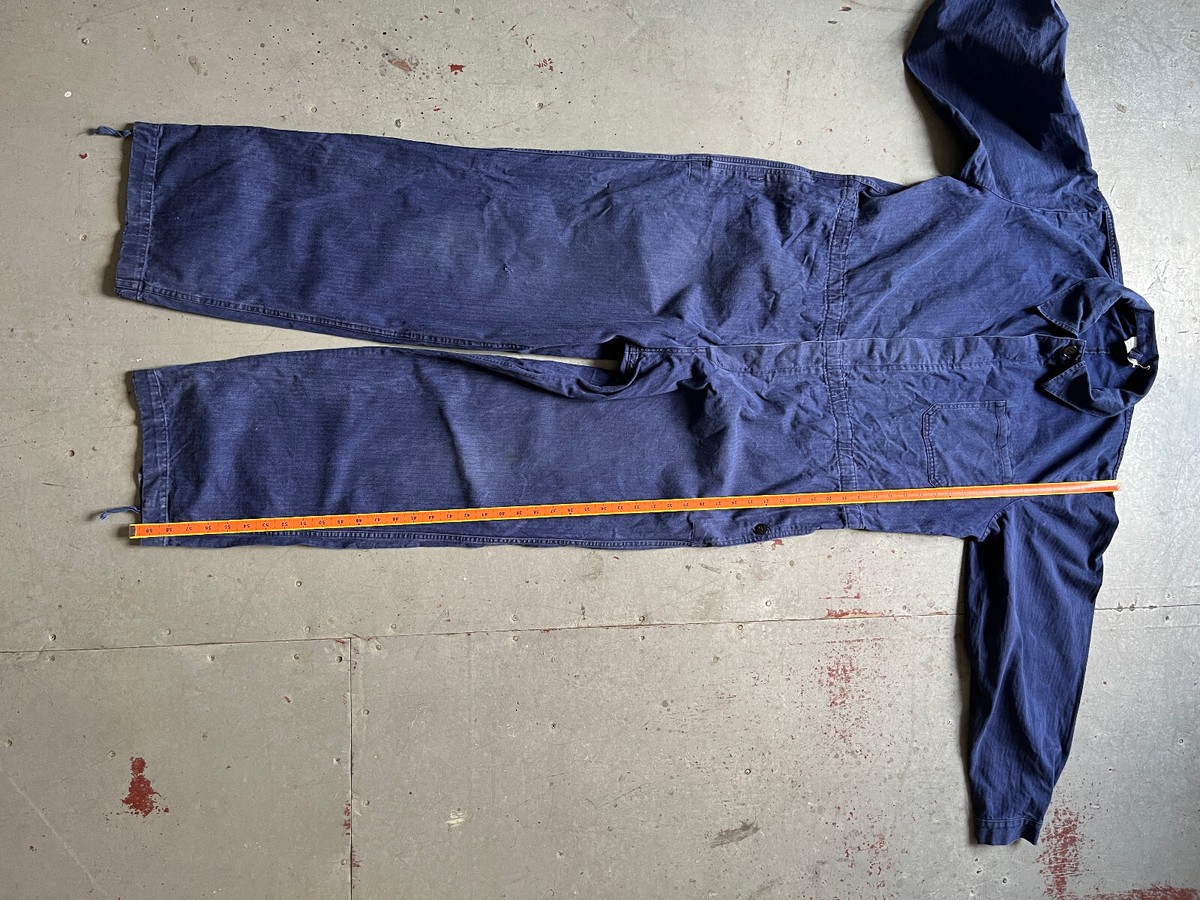 80s Vintage German Army Bundeswehr HBT Twill Mechanic Blue