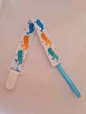 Whale print baby dummy clip / pacifier clip
