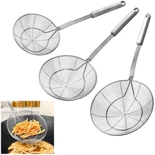 Stainless Steel Spider Strainer Skimmer Spoon For Frying and Cooking - Set of...