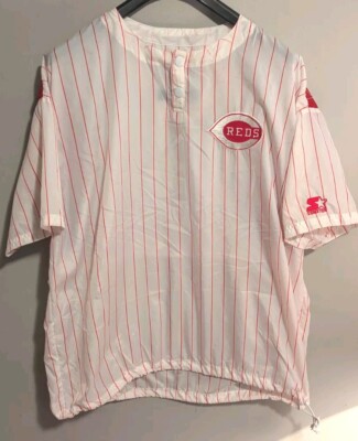 Vtg Starter For Foot Locker Cincinnati Reds Pinstripe Pullover Windbreaker XL