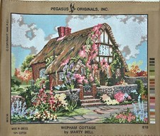 Marty Bell "Wepham Cottage" Pegasus Orig. Needlepoint Canvas 19.5" x 15.75" 818