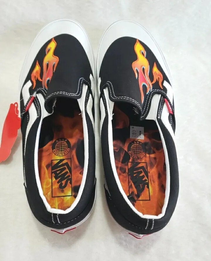 Vans Classic Slip On Asap Worldwide Black Flame unisex Men's Sz 6