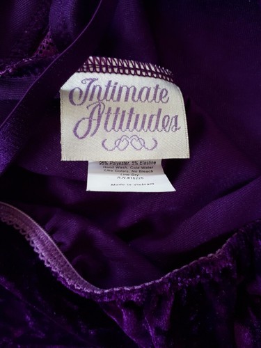 Shirley of Hollywood Purple Crushed Velvet Chemise Sizes 20 22 Designer Nightie - Picture 10 of 12