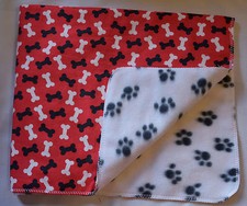 DOG CAT SMALL PET FLANNEL/FLEECE BLANKET-DOG BONES/PAWS 20X25" EVER SO CUTE 