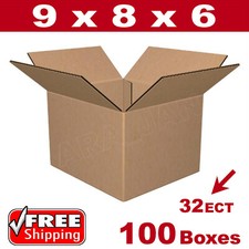 100 - 9x8x6 Cardboard Boxes Mailing Packing Shipping Box 32ECT Corrugated Carton
