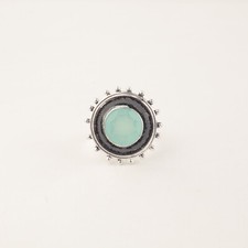 Genuine Aqua Chalcedony Ring 925 Solid Silver Artisan Ring Genuine Gemstone