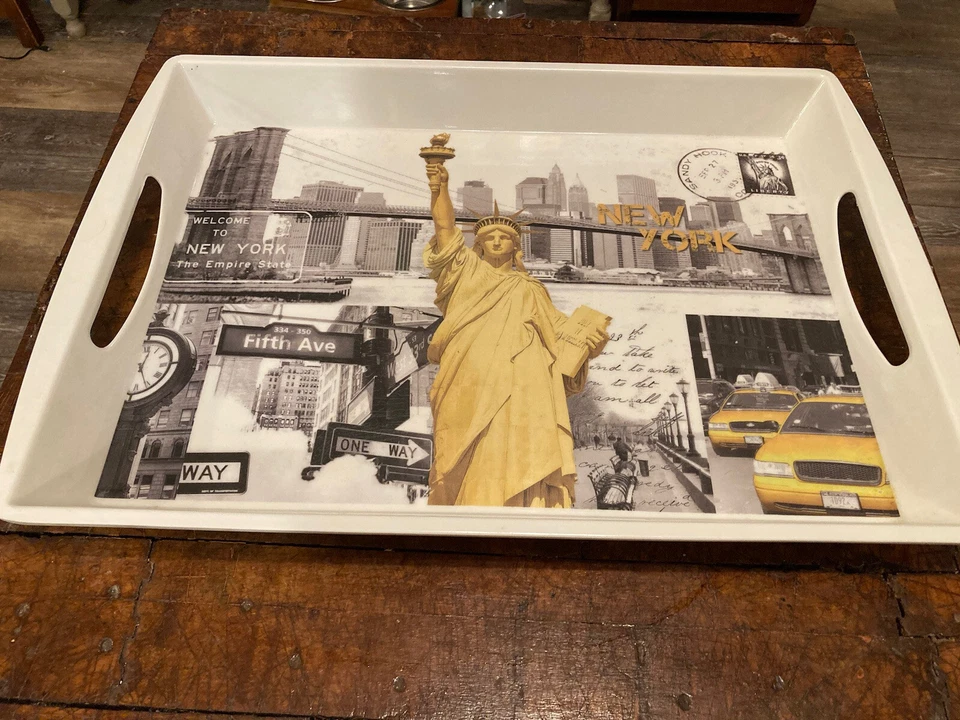 Home Essentials Serving Tray NY City Sandy Hook, Empire State, Statue Of Liberty - Image 3 of 4