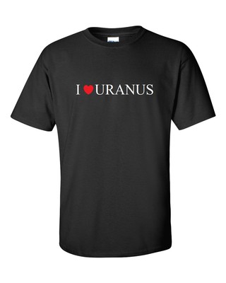 I HEART URANUS Funny LOVE T-Shirt Black White Cotton Shirt Planet S - 5XL