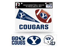 BRIGHAM YOUNG BYU COUGARS REMOVABLE WALL DECOR 6pc SET PREMIUM DECALS