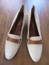 Bruno Magli beige and brown suede loafers low heel ladies' size 40, 10 US