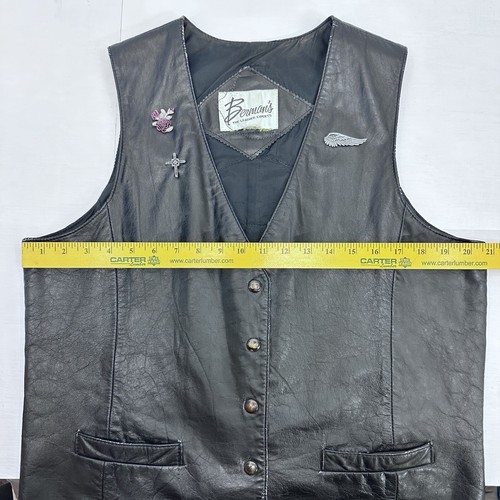 Bermans Vest Black Leather Lined Pockets Jacket Vintage Retro Woman Size Unknown - Picture 10 of 19