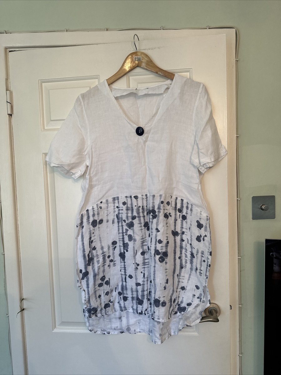 vera tucci linen dress S New Con UK