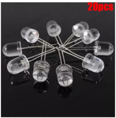 20Pcs F10 10Mm White Round Led 2Pin 14000-20000MCD New Ic cc