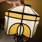 Vintage Stained Glass/ Leaded Tiffany Style Hanging Lamp Shade 10"wide 8"high