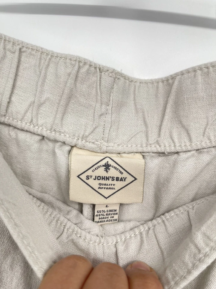 Calça jogger St Johns Bay feminina tamanho grande cordão linho rayon W4 - Imagem 3 de 4