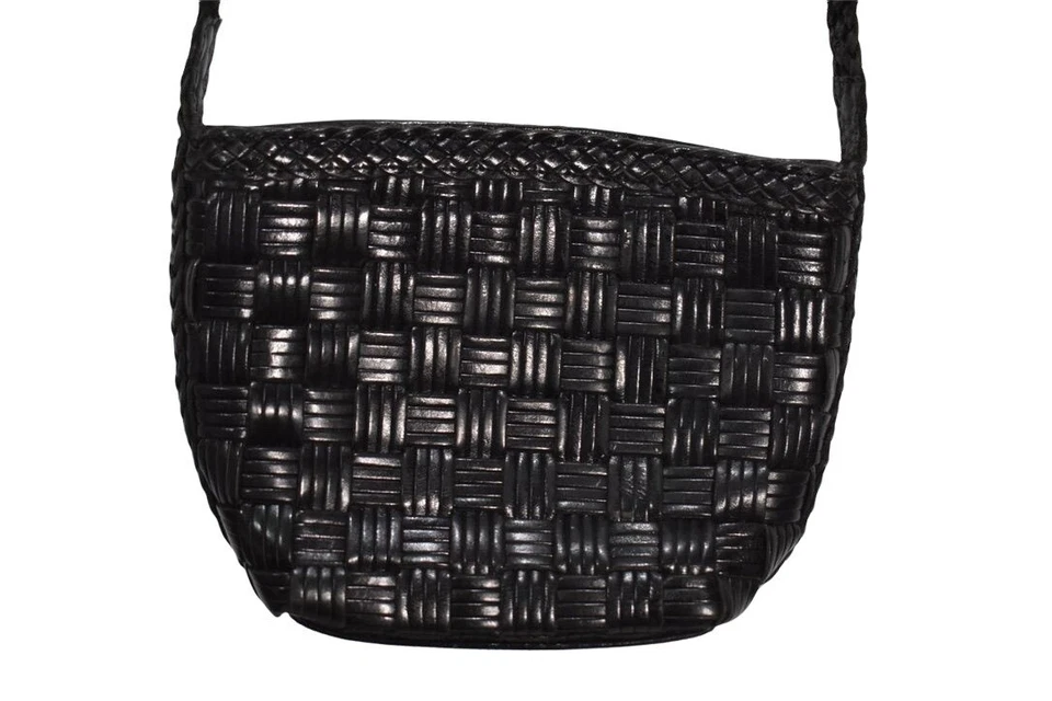 Bolso Bandolera Franco Sarta Vintage Años 90 Cuero Tejido Marrón Oscuro Foto 2 de 4