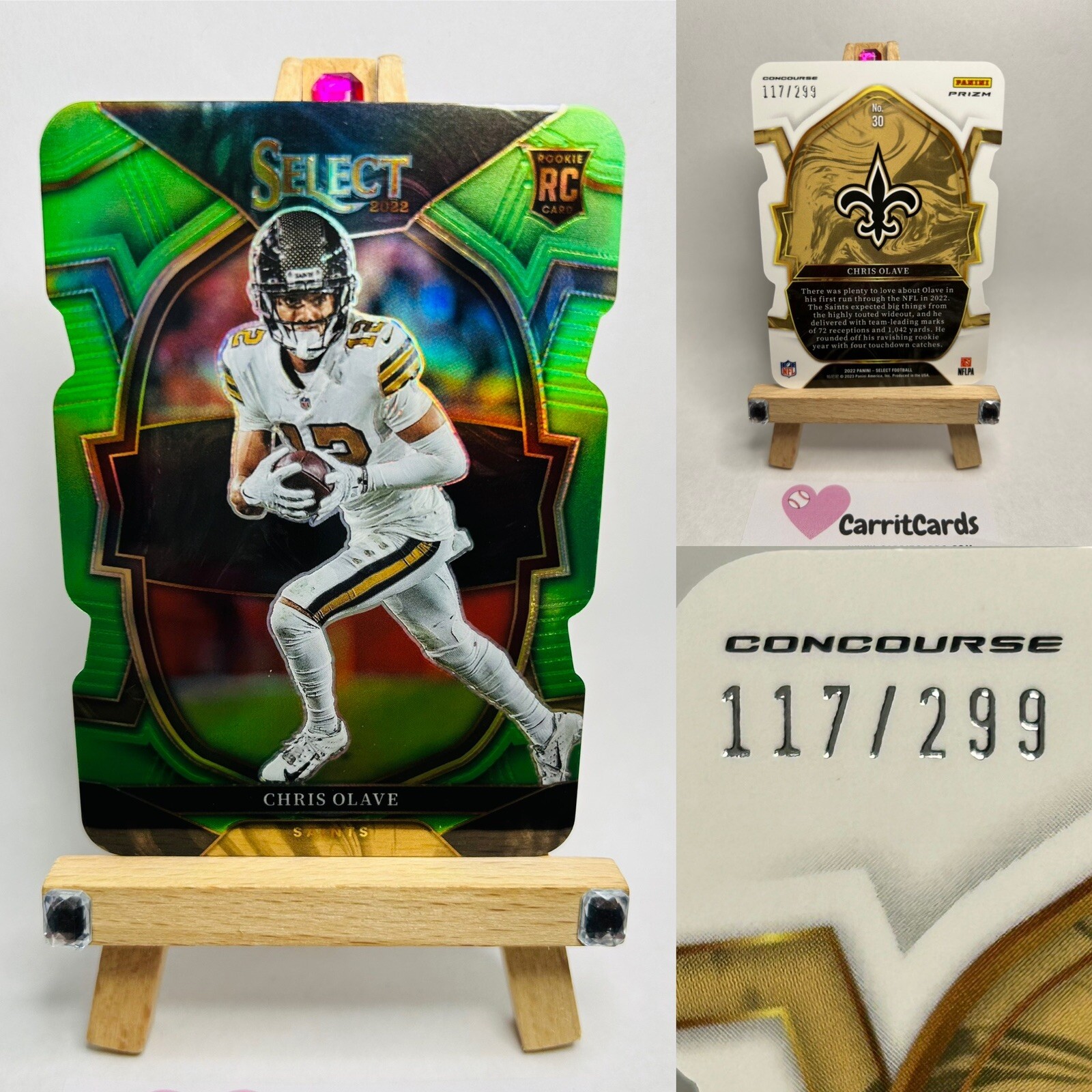 CHRIS OLAVE 2022 Select Concourse Die-Cut NEON GREEN PRIZM /299 Rookie RC