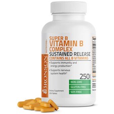 VITAMIN B COMPLEX Sustained Release B1, B2, B3, B6, Folic Acid, B12, 250 Tablets