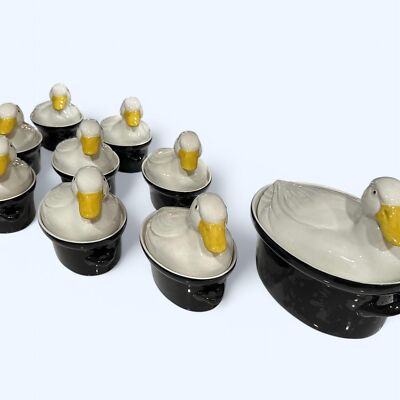 Vintage Carbone Hall Duck Tureens   RARE family - 8 Small + 1 Large