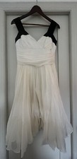 Celine Silk Dress White Navy fr38