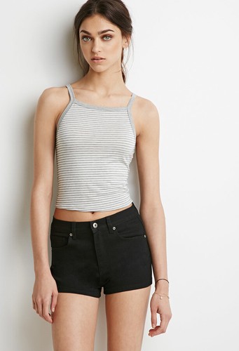 Pantalones cortos de mezclilla para mujer Forever 21 talla 27 negros de 1,5" entrepierna cintura alta | eBay