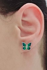 925 sterling silver stud earrings , enamel earring, butterfly earring, dainty