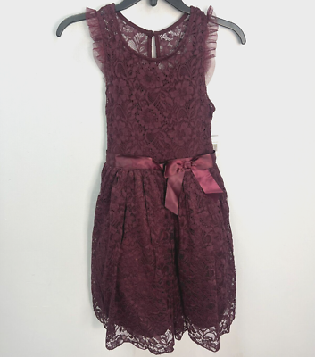 LILT Burgundy Floral Lace Sleeveless Knee Length Dress Girls Size 14 | eBay LILT Burgundy Floral Lace Sleeveless Knee Length Dress Girls Size 14 | eBay
