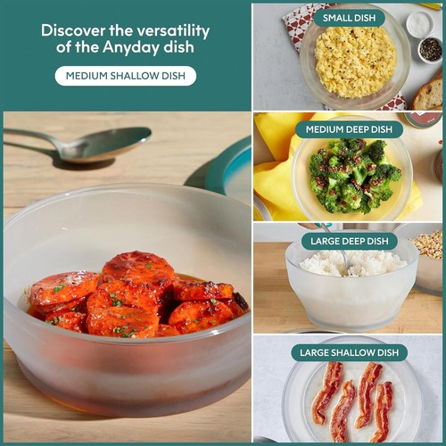 Cookware Plastic-Free Microwave Dish, 2-Piece Medium Shallow Glass Storage Co... - 第 7/9 張圖片