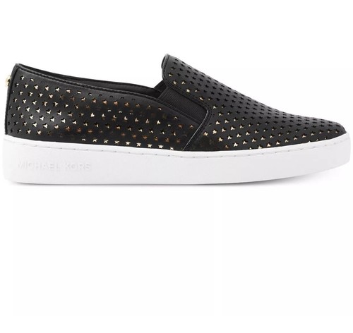 Michael Kors Keaton Zapatillas Sin Cordones Cuero Láser Talla 8.5 Negras NUEVAS - Imagen 5 de 6