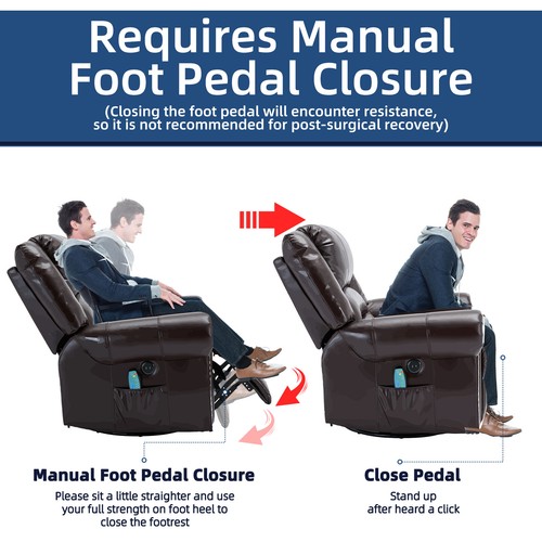 Swivel Rocker Recliner Chair Manual Glider Rocking Recliner with Heated Massage - Picture 18 of 45