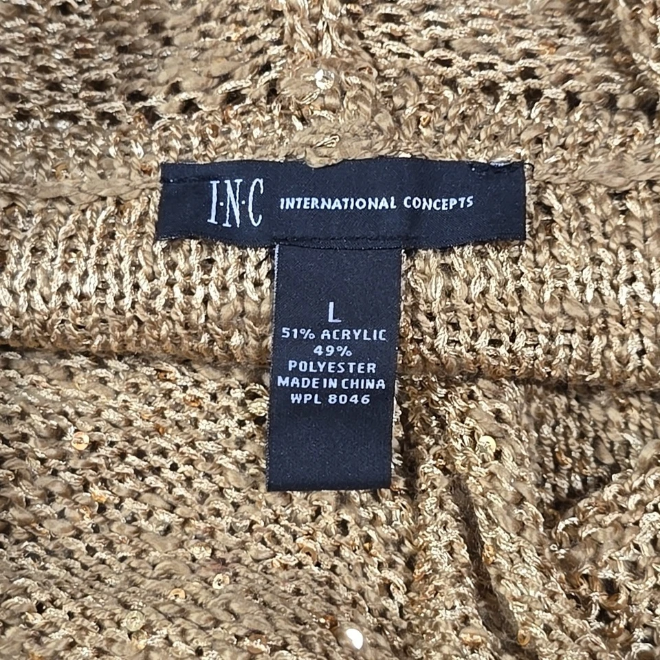 Suéter Cuello Capucha Lentejuelas Doradas Talla Lg Fino Ligero Metálico Fiesta Glamour Vacaciones Foto 3 de 4